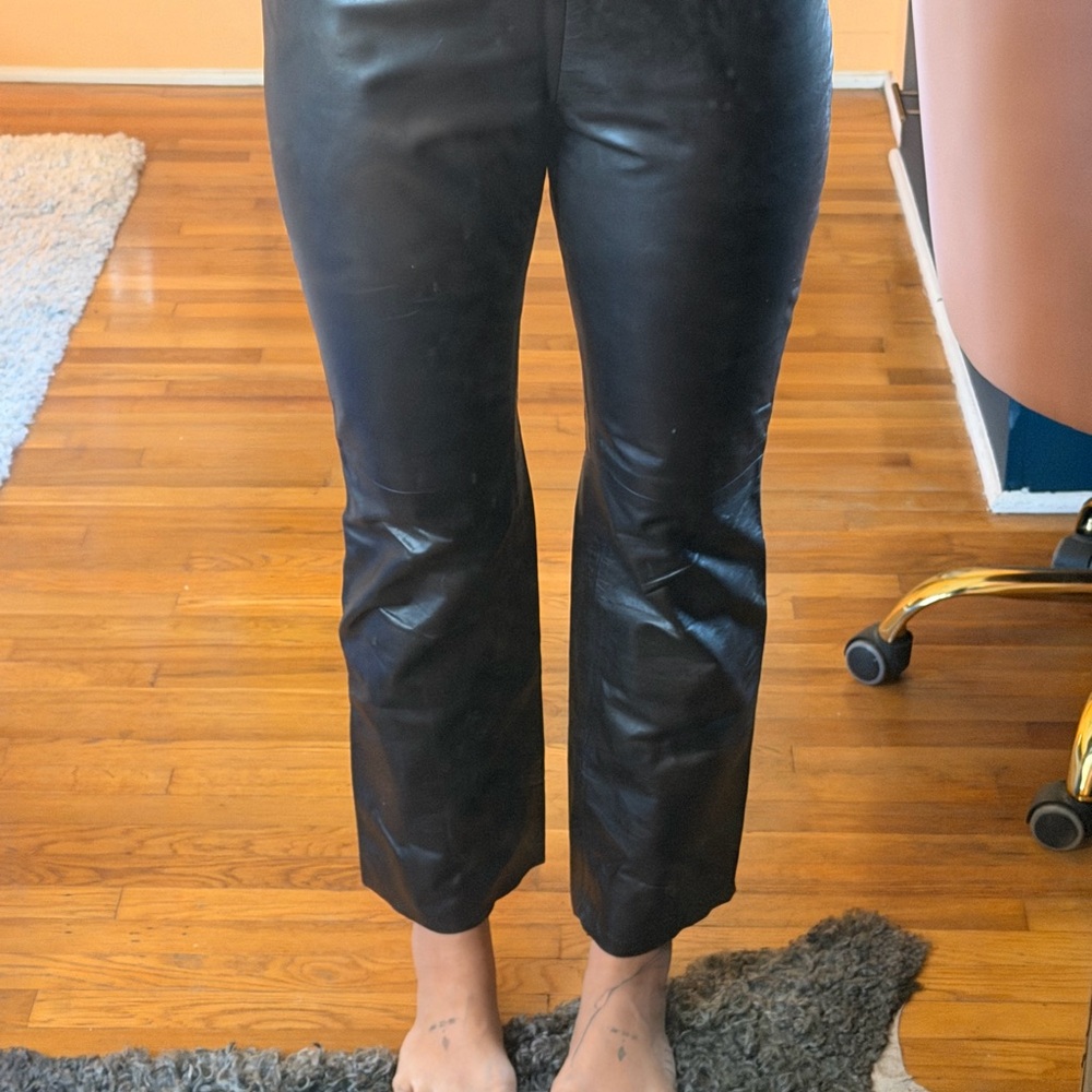 Theory dark brown 100% Leather pants